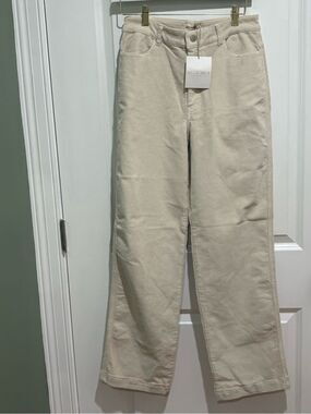 Mus & Bombon wide-leg pants light beige corduroy